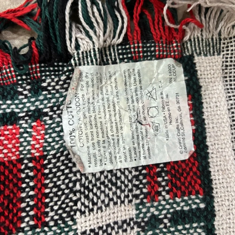 Crown Crafts Christmas Teddy Bears Woven Throw‎ Blanket Cotton Made in USA